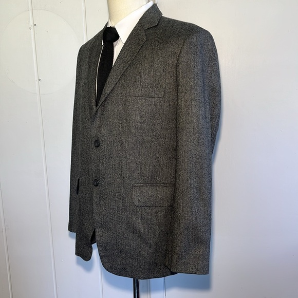 -Loro Piana M Ram Cashmere Silk Wool Blend Grey Herringbone Blazer Men's 42R - Picture 6 of 12